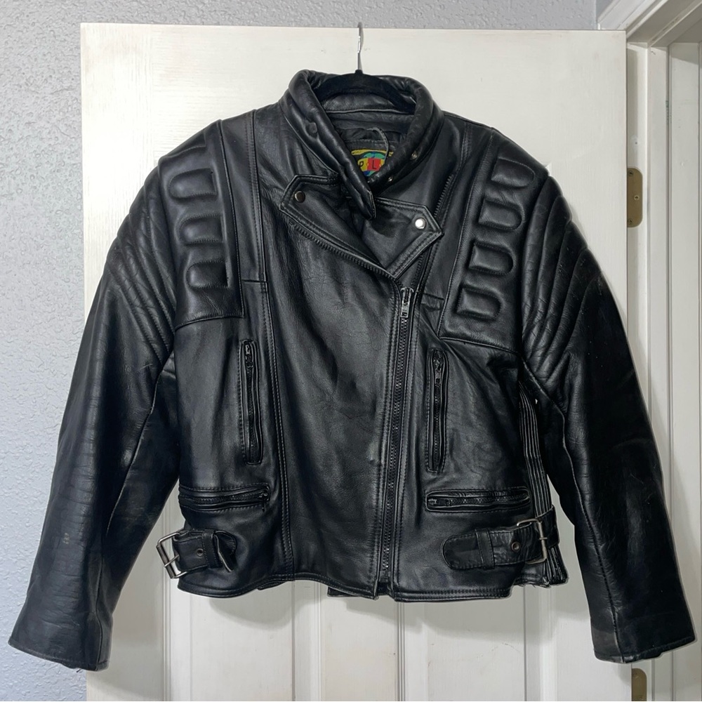 Putnam Leather Gold Motorcycle Biker Jacket PLG Size 44